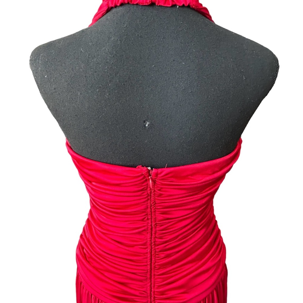 Betsy & Adam Red Halter Dress Size 6 Old Hollywood Marilyn Monroe Evening Gown - Picture 7 of 11